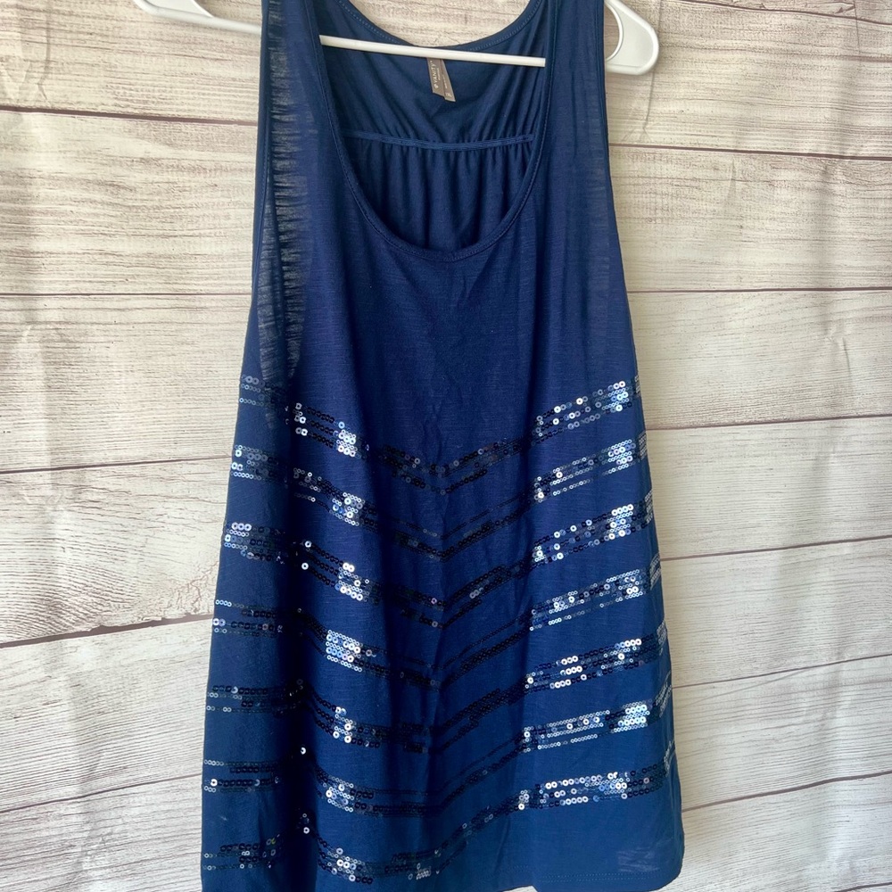 Vanity Dark Blue Sequin Tank Top